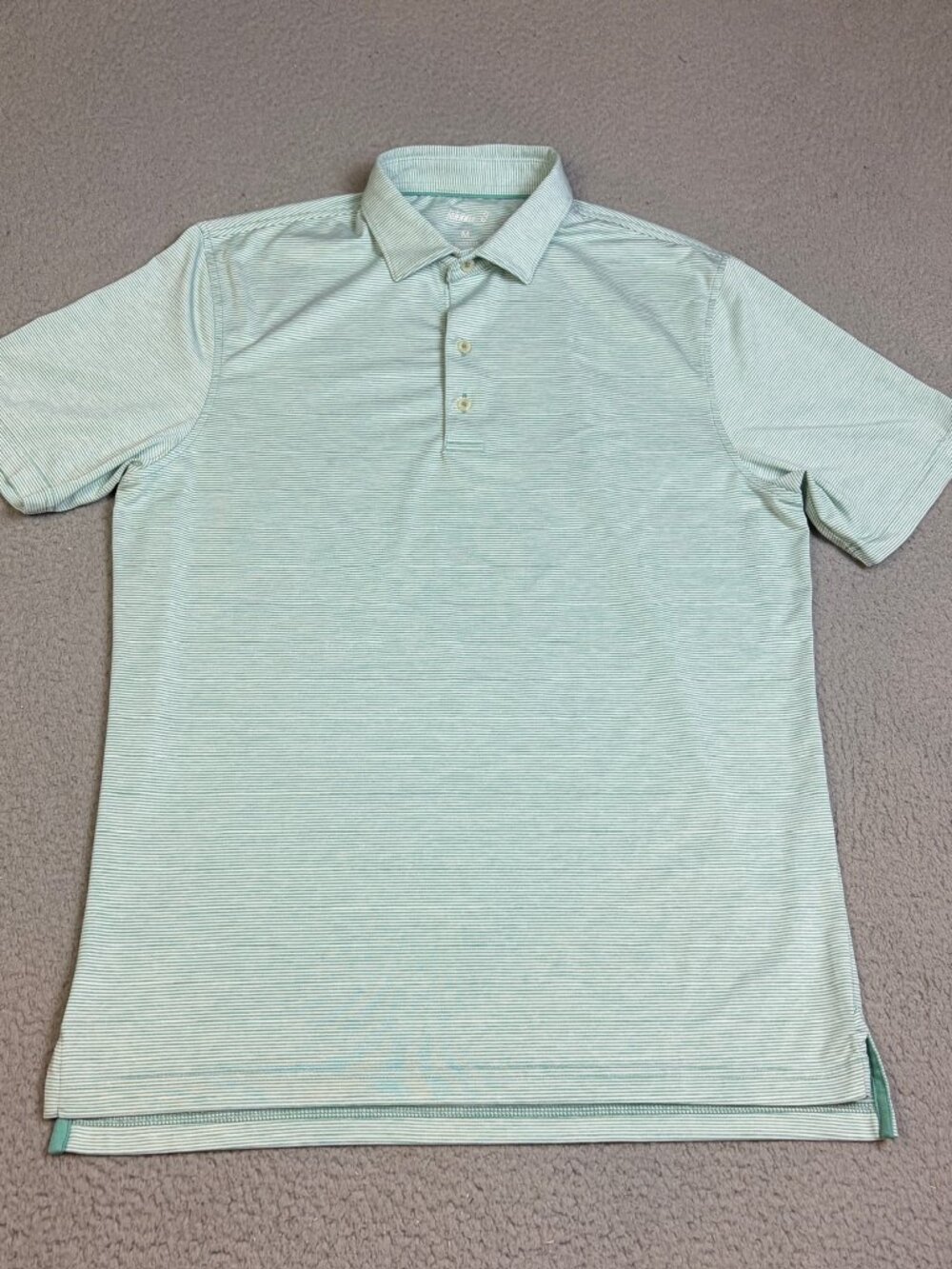 Johnnie-O Performance Golf Polo Mens M Green Stripe Performance Casual Stretch